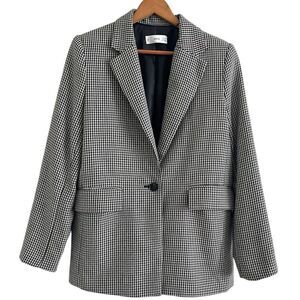 Mango Houndstooth Tweed Blazer S Checkered Jacket Academia Preppy Old Money
